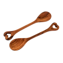 Load image into Gallery viewer, Hand Carved Guatemalan Wood Serving Spoons (Pair) - Heart of Maya | NOVICA