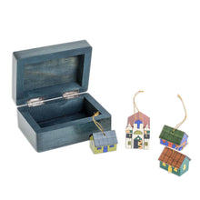 Load image into Gallery viewer, Handmade Christmas Wood Ornaments (Set of 4) - Village | NOVICA