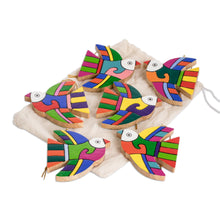 Load image into Gallery viewer, Pinewood ornaments (Set of 6) - Songbird | NOVICA