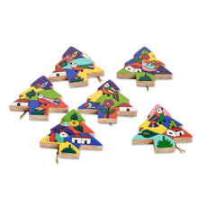 Load image into Gallery viewer, Pinewood ornaments (Set of 6) - Christmas Trees | NOVICA