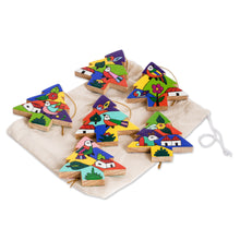 Load image into Gallery viewer, Pinewood ornaments (Set of 6) - Christmas Trees | NOVICA
