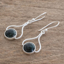 Load image into Gallery viewer, Hand Crafted Sterling Silver Dangle Jade Earrings - Modern Mixco | NOVICA