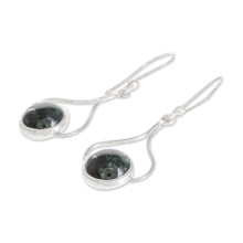 Load image into Gallery viewer, Hand Crafted Sterling Silver Dangle Jade Earrings - Modern Mixco | NOVICA