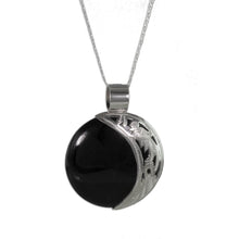 Load image into Gallery viewer, Sun and Moon Sterling Silver Pendant Jade Necklace - Quetzal Eclipse | NOVICA