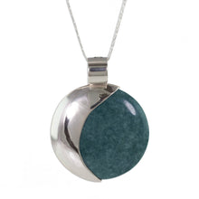 Load image into Gallery viewer, Sun and Moon Sterling Silver Pendant Jade Necklace - Quetzal Eclipse | NOVICA