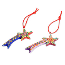 Load image into Gallery viewer, Ceramic ornaments (Set of 6) - Shooting Stars | NOVICA