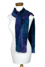 Load image into Gallery viewer, Rayon Chenille Scarf - Sapphire Dreamer | NOVICA