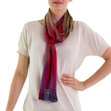 Load image into Gallery viewer, Handwoven Rayon Scarf from Central America - Solola Fireworks | NOVICA