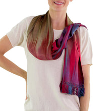 Load image into Gallery viewer, Handwoven Rayon Scarf from Central America - Solola Fireworks | NOVICA