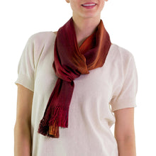 Load image into Gallery viewer, Handcrafted Red Ombre Rayon Scarf - Solola Sunset | NOVICA