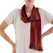 Load image into Gallery viewer, Handcrafted Red Ombre Rayon Scarf - Solola Sunset | NOVICA