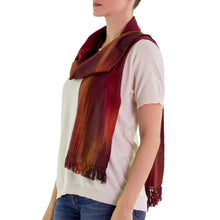 Load image into Gallery viewer, Handcrafted Red Ombre Rayon Scarf - Solola Sunset | NOVICA