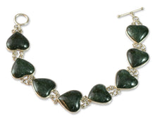 Load image into Gallery viewer, Heart Shaped Jade Sterling Silver Link Bracelet - Love Immemorial | NOVICA
