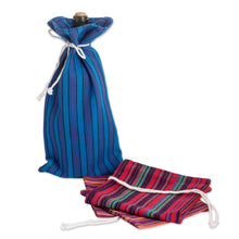 Load image into Gallery viewer, Colorful Handwoven Cotton Wine Bottle Bags (Set of 3) - Cheers | NOVICA