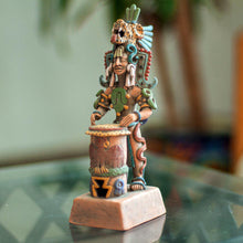 Load image into Gallery viewer, Unique Aztec Museum Replica Ceramic Sculpture - Jaguar Warrior and Huehuetl | NOVICA