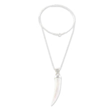 Load image into Gallery viewer, Men's Artisan Crafted Sterling Silver Pendant Jade Necklace - Invincible | NOVICA