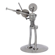 Load image into Gallery viewer, Auto part sculpture - Rustic Violinist | NOVICA