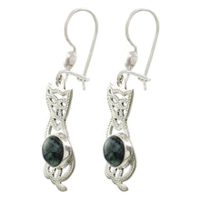 Load image into Gallery viewer, Jade dangle earrings - Mystic Green Cats | NOVICA