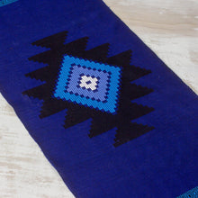 Load image into Gallery viewer, Cotton table runner - Blue Totonicapan Sun | NOVICA