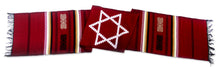 Load image into Gallery viewer, Hand Loomed Cotton Table Runner - Star of David on Red | NOVICA