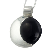 Load image into Gallery viewer, Maya Eclipse Pendant Green and Black Jade on Silver Jewelry - Quetzal Eclipse | NOVICA