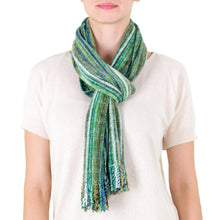 Load image into Gallery viewer, Guatemalan Rayon Chenille Scarf - Rainforest | NOVICA