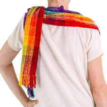 Load image into Gallery viewer, Guatemalan Rainbow Colored Rayon Chenille Scarf - Gift of the Rainbow | NOVICA