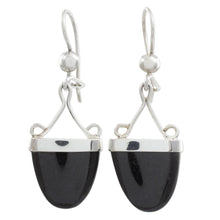 Load image into Gallery viewer, Artisan Crafted Black Jade and Sterling Silver Earrings - Power of Life | NOVICA