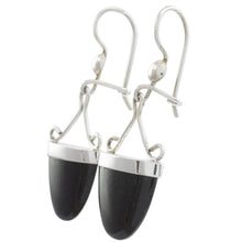 Load image into Gallery viewer, Artisan Crafted Black Jade and Sterling Silver Earrings - Power of Life | NOVICA