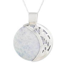 Load image into Gallery viewer, Maya Eclipse Lilac and Dark Green Jade Pendant Necklace - Lilac Quetzal Eclipse | NOVICA