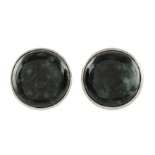 Load image into Gallery viewer, Dark Green Jade Earrings Sterling Silver Artisan Jewelry - Harmonious Peace | NOVICA