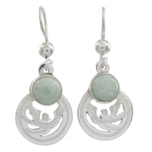 Load image into Gallery viewer, Fair Trade Jewelry Jade and Sterling Silver Earrings - Quetzal Patriot | NOVICA