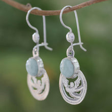 Load image into Gallery viewer, Fair Trade Jewelry Jade and Sterling Silver Earrings - Quetzal Patriot | NOVICA