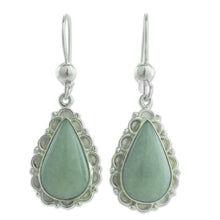 Load image into Gallery viewer, Guatemalan Hand Crafted Apple Green Jade Dangle Earrings - Apple Green Blossoming Dew | NOVICA