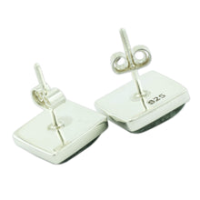 Load image into Gallery viewer, Classic Silver Button Earrings with Green Maya Jade - Forest Mystique | NOVICA