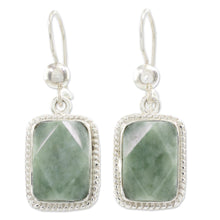 Load image into Gallery viewer, Guatemala Artisan Crafted Jade and Sterling Silver Earrings - Green Nuances | NOVICA