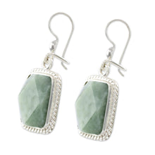 Load image into Gallery viewer, Guatemala Artisan Crafted Jade and Sterling Silver Earrings - Green Nuances | NOVICA