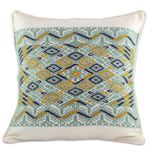 Load image into Gallery viewer, Maya Backstrap Woven Cotton Cushion Cover in Grey and White - Ceiba Tree | NOVICA