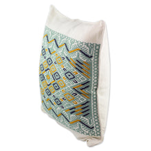 Load image into Gallery viewer, Maya Backstrap Woven Cotton Cushion Cover in Grey and White - Ceiba Tree | NOVICA