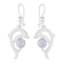 Load image into Gallery viewer, Handmade Silver Dolphin Earrings with Lilac Maya Jade - Lilac Dolphin | NOVICA