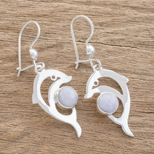 Load image into Gallery viewer, Handmade Silver Dolphin Earrings with Lilac Maya Jade - Lilac Dolphin | NOVICA