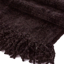 Load image into Gallery viewer, Black Bamboo Chenille Backstrap Loom Maya Scarf - Dark Night | NOVICA