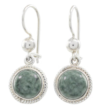 Load image into Gallery viewer, Medium Green Guatemalan Jade Sterling Silver Dangle Earrings - Green Apple | NOVICA