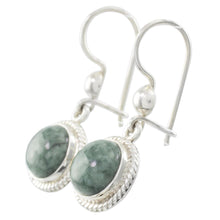 Load image into Gallery viewer, Medium Green Guatemalan Jade Sterling Silver Dangle Earrings - Green Apple | NOVICA