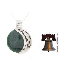 Load image into Gallery viewer, Eclipse Green Jade and Sterling Silver Pendant Necklace - Green Quetzal Eclipse | NOVICA