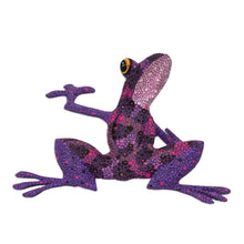 Load image into Gallery viewer, Purple Hand Crafted Alebrije Style Frog Figurine Sculpture - Purple Dancing Frog | NOVICA