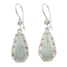 Load image into Gallery viewer, Guatemalan Hand Crafted Light Green Jade Dangle Earrings - Blossoming Green Dew | NOVICA