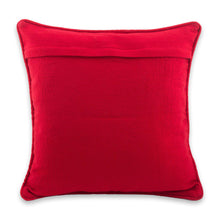 Load image into Gallery viewer, Maya Backstrap Loom Bird Theme Red Cotton Cushion Cover - Red Quiche Birds | NOVICA