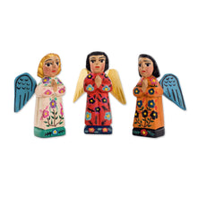 Load image into Gallery viewer, Fair Trade Angel Figurines Hand Crafted Sculptures (Set 3) - Angelic Guardians of Peace | NOVICA
