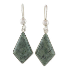 Load image into Gallery viewer, Jade Earrings with Sterling Silver Settings from Guatemala - Jungle Pyramids | NOVICA